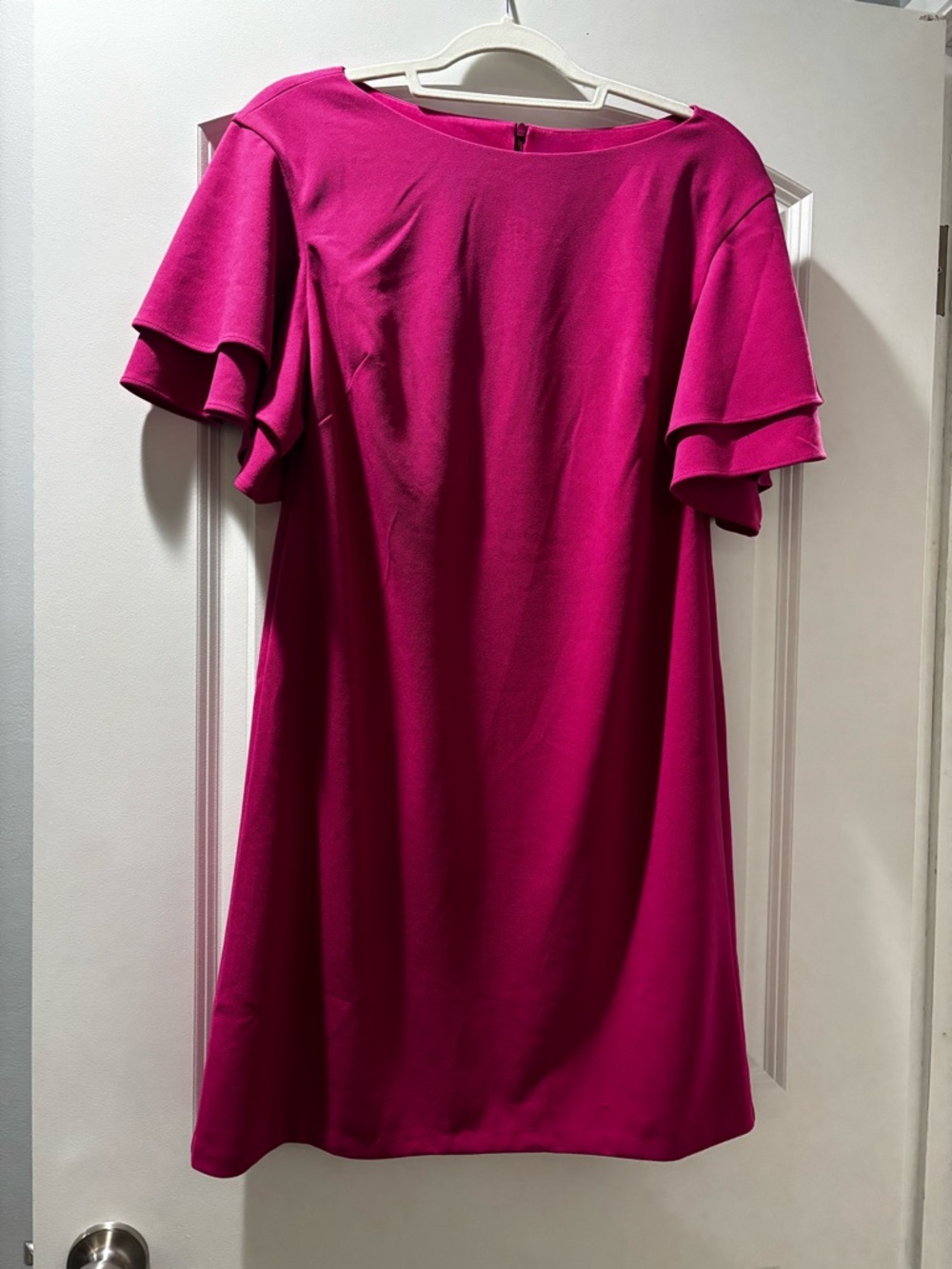 Vince Camuto Bright Fuchsia Shift Dress with Ruffle Sleeves